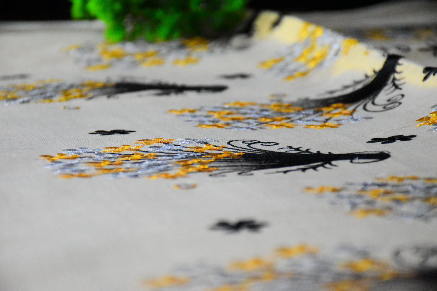 Flower bouquet embroidered Tissue cotton Saree Kerala Kuthampully Handloom 6.25 mtr