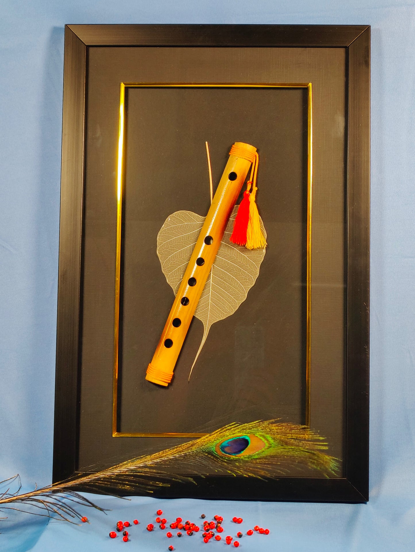 Peepal tree leaf with flute - Photo frame
