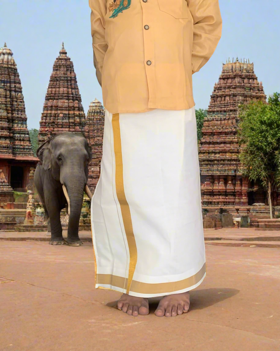 Kid's Pure Handloom Kasavu Mundu