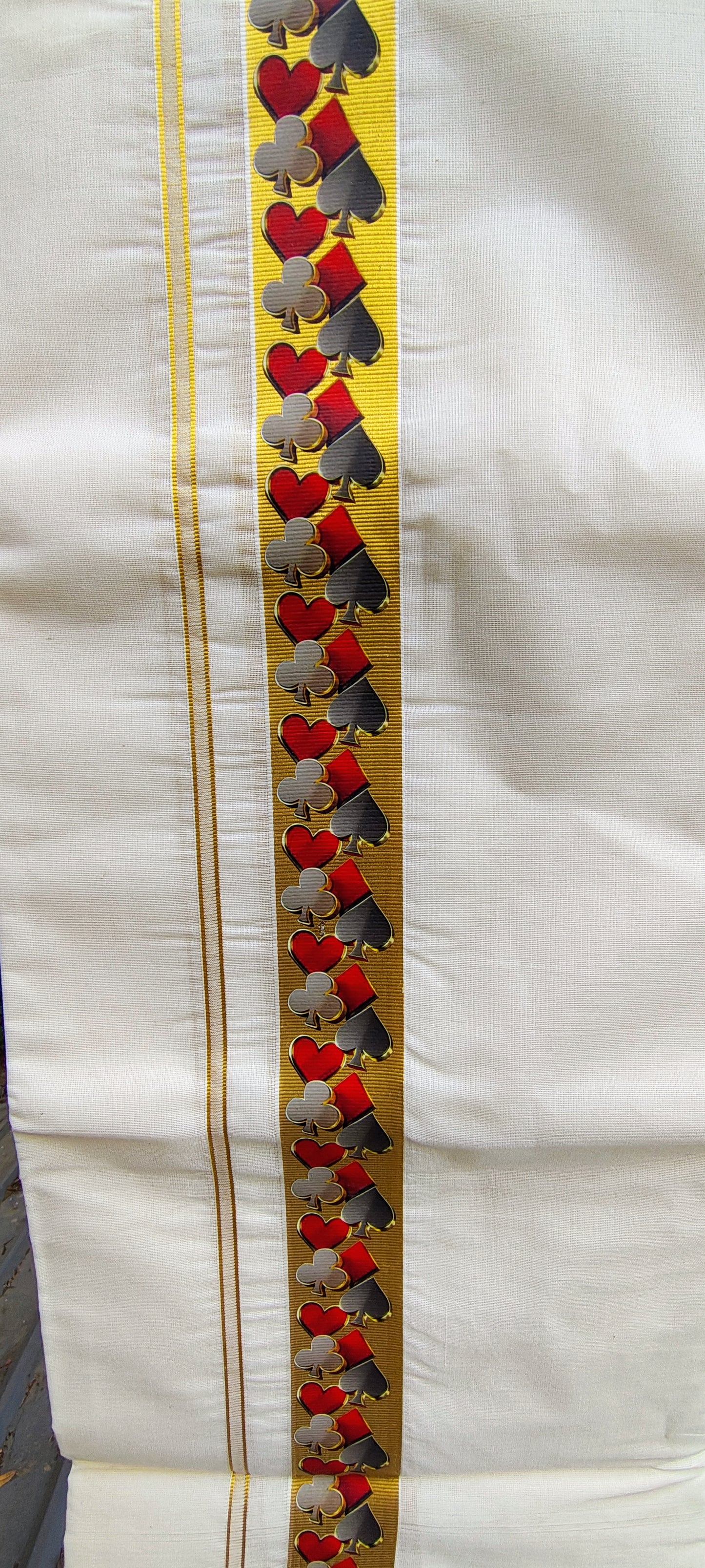 Spades and Clubs Print Cotton Mundu Dhoti