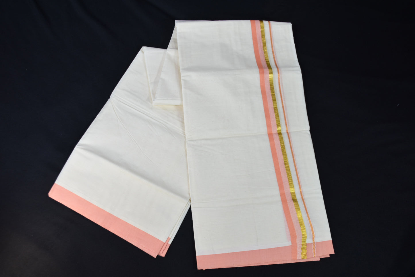 Pink kasavu cotton Mundu