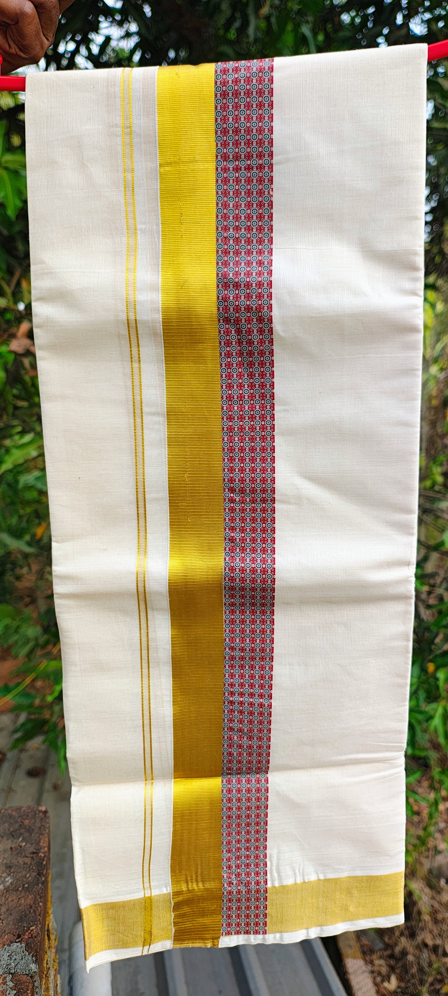 Designer Maroon Border Kasavu Mundu Dhoti