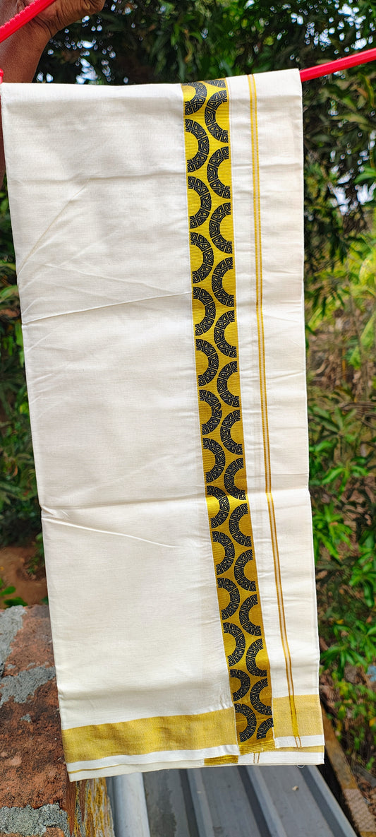 Black designer kasavu cotton Mundu Dhothy