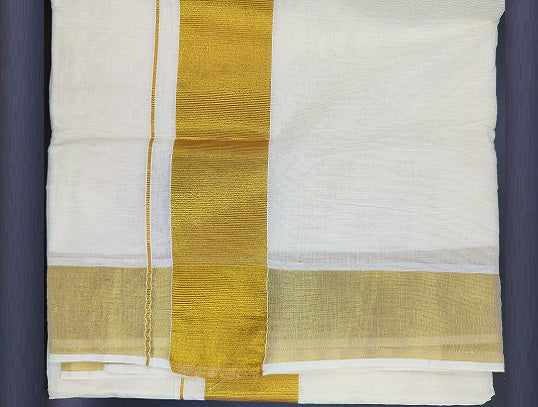 Golden Kasavu(3 inch) Saree with Blouse - AdukkalaOnline.in