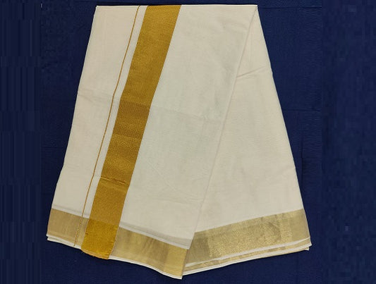 Golden Kasavu(3 inch) Saree with Blouse - AdukkalaOnline.in